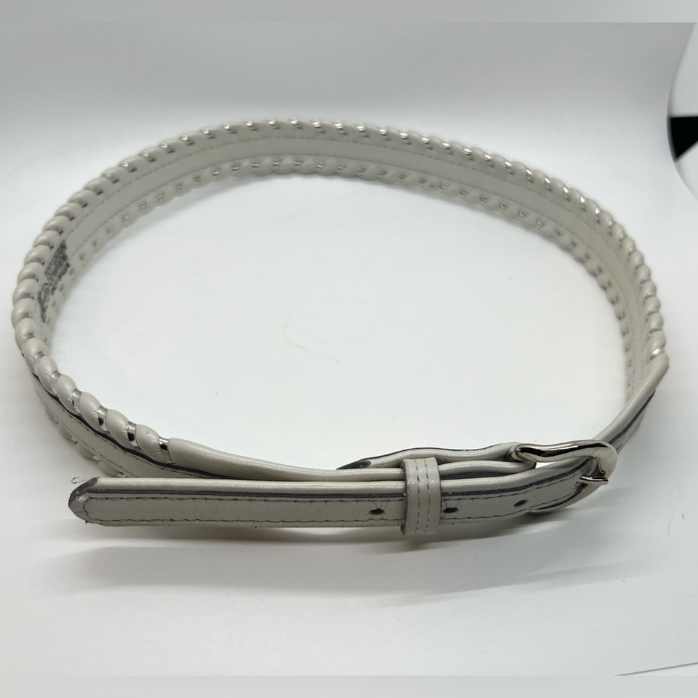 Justin Top Grain Cowhide White‎ and Silver Leather Belt Sz 30